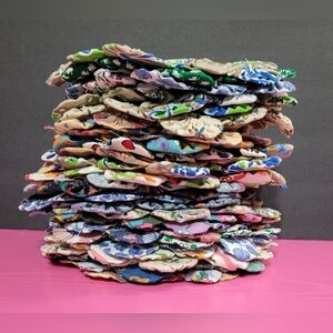 Vintage Fabric Handmade Yo-Yo's Sewn Together Set Of 28 Cotton 9" (0510)